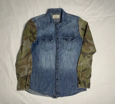 Camisa Ralph Lauren Denim Supply Para Hombres Pequeña Denim Manga Camuflada Perla A Presión Occidental Foto 1 de 4