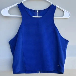 Guess Crop Top Women’s Size M Blue Back Zipper Sleeveless Tank - Picture 1 of 2