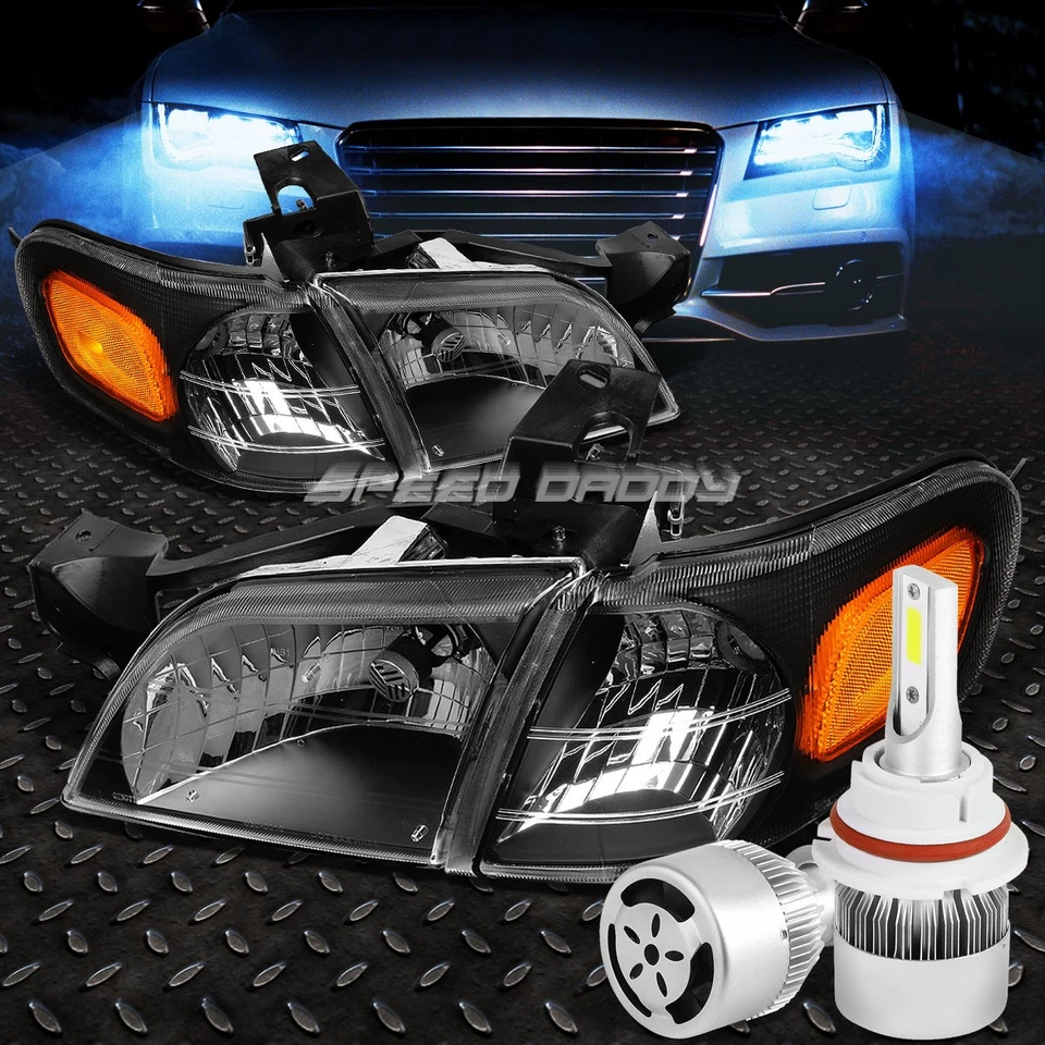 FARO CARCASA NEGRO + ESQUINA ÁMBAR + LED BLANCO 9004 OCULTO CON VENTILADOR PARA 97-05 VENTURE Foto 1 de 4