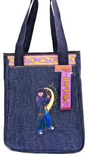 NEU 2001 *VINTAGE* Harry Potter Navy Sparkle Denim Tote School Book Bag RARE - Bild 1 von 10