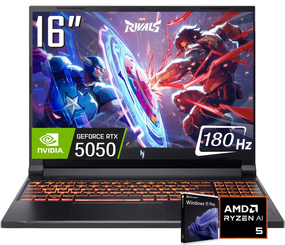 Acer Nitro V 16" WUXGA 180Hz Gaming Laptop RTX 5050 Ryzen 5 240 64GB RAM 2TB SSD - Image 1 of 4