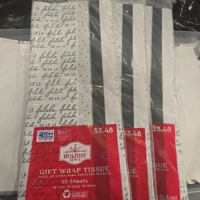 3 Packaged Of Holiday Gift Wrap Tissue Paper  Black and White - Image 1 of 3