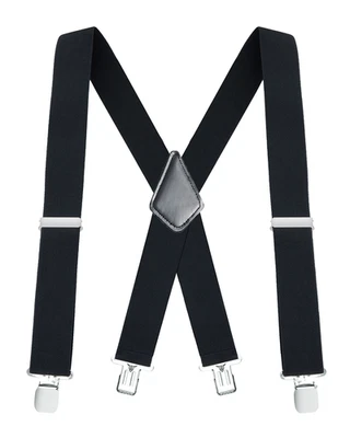 Buyless Fashion Mens Suspenders 48" Elastic Adjustable Heavy Duty 2" Wide X Back - Image 1 of 4