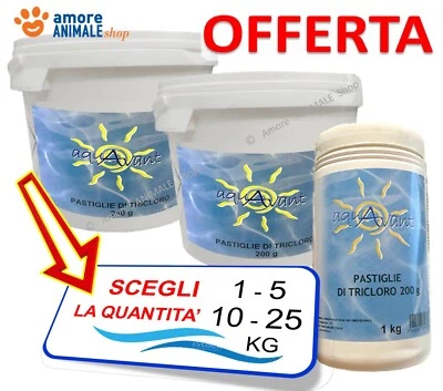 Aquavant TRICLORO 90% Pastiglie 200 gr → 1 / 25 kg Cloro Lento Piscina
