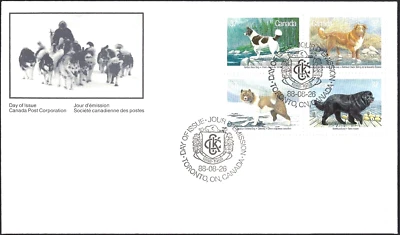 🍁Canada   #1220a   "DOGS OF CANADA"     Brand New  1988 First Day Cover - Image 1 of 2