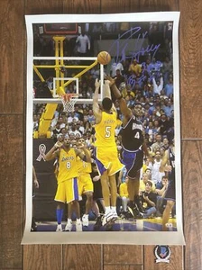 ROBERT HORRY LAKERS SIGNED 24X33 UnSTRETCHED CANVAS 2 INSCRIPTIONS BAS Witnessed - Picture 1 of 5