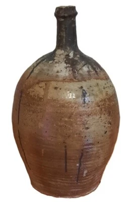 Superbe ancien et grand Vase Bouteille en Grès de Puisaye  XIXème (31 cm) - Photo 1/4