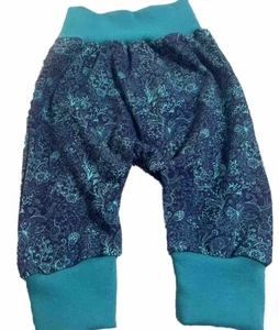 Hose Babyhose Pumphose Mitwachshose 56 62 68  Blau Türkis Blumen Jersey - Bild 1 von 4