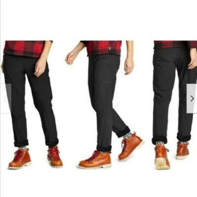 Pantalones de viaje Eddie Bauer para mujer forrados polares (NEGRO, 8) NUEVOS CON ETIQUETAS Foto 1 de 3
