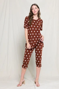 Travel Knit Capri Set, A-Line SS,New, Jostar Stretchy no-iron poly/span #360 Brn - Picture 1 of 2