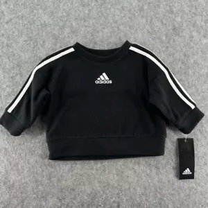 Adidas Black Microfleece Pullover Sweatshirt Toddler Size 3M NEW - Picture 1 of 8