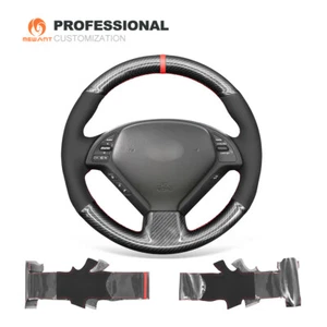 Cubierta de volante de automóvil gamuza fibra de carbono PU para Infiniti G25 G35 G37 QX50 EX - Imagen 1 de 10