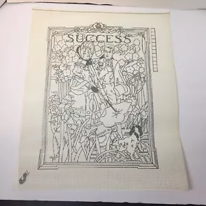Success Victorian Couple Dog Flowers Needlepoint Canvas 12 Mesh 14.5" x 18" - Picture 1 of 6