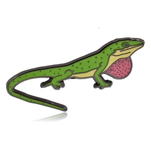 Green Anole Lizard Hard Enamel Pin - Picture 1 of 8