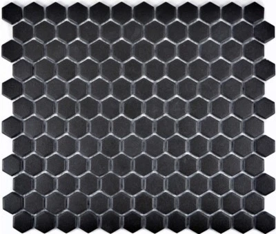Mosaik Fliese Keramik Hexagon schwarz rutschfest Boden 11A-0304-R10 | 1 Matte - Bild 1 von 4