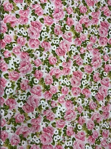 "Foglio Cottagecore Tessuto Vintage Rosa Bianco Verde Floreale Rose Fiori 80"" X 99" - Foto 1 di 4
