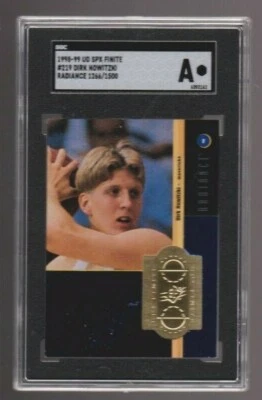Tarjeta de novato 1998-99 SPx Finite Gold Radiance #219 Dirk Nowitzki SP #/1500 SGC A Foto 1 de 2