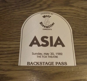 Asia Backstage Pass 1982 Fox Theatre, Wolf & Rissmiller - Bild 1 von 2