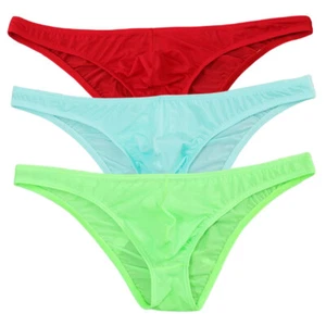 Men Sexy Seamless Panties Ultra-thin Ice Silk Briefs Low Waist Underwear M-2XL - Picture 1 of 34