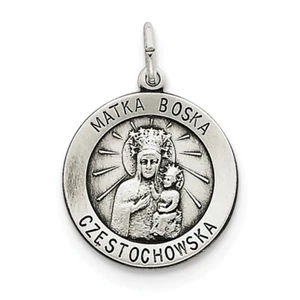 Sterling Silver Antiqued Matka Boska Medal QC5582 - Picture 1 of 1