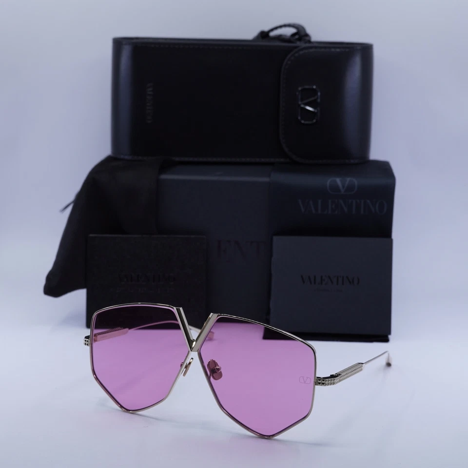 Valentino V-HEXAGON VLS-115C White Gold/Pink AR 64-5-140 Sunglasses