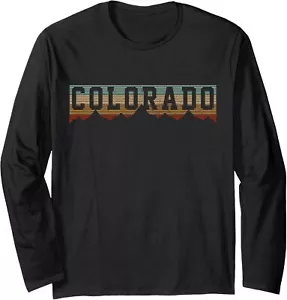 Colorado Vintage Rocky Mountains Nature Outdoor Hiking Gift Long Sleeve T-Shirt - Picture 1 of 7