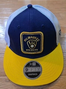 New Era Milwaukee Brewers Squared Low 9FIFTY Snapback Hat Adjustable Blue - Picture 1 of 12