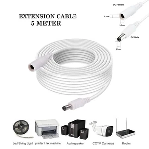5M DC Power Extension Cable 5.5mm x 2.1mm Male Female LED Light/CCTV 5V 12V 24V - Picture 1 of 10