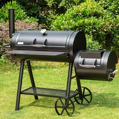 Heavy Duty Charcoal Smoker Grills Extra Large Outdoor BBQ Grill w/ Offset Smoker - Image 1 of 4