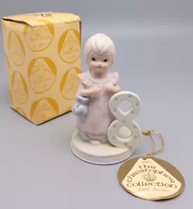 Estatuilla vintage de niña de cumpleaños de 8 años de la colección Christopher 1982 de Lefton - Imagen 1 de 7