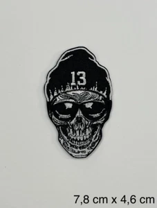 Bügelbild, Aufbügler, Aufnäher, Patch SKULL/SCHÄDEL MÜTZE/TOTENKOPF/PUNK/"13" - Bild 1 von 1