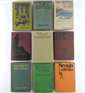 9 Zane Grey Hardcover Books, Vintage Westerns - Grosset & Dunlap, Blue Ribbon - Picture 1 of 24