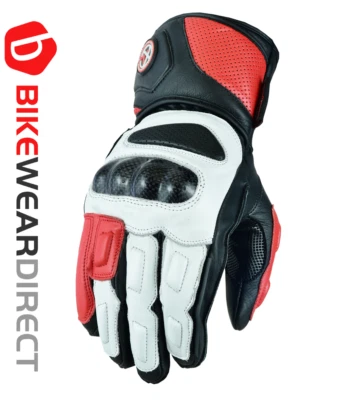 Motociclismo Moto Guantes Motorista Cuero Ce Carbono Fibra Armadura Con Salidas - Imagen 1 de 4