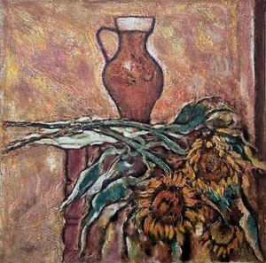 Hakenbeck, Harald (1926 Stettin, lebt in Berlin) „Stilleben mit Sonnenblumen" - Bild 1 von 6