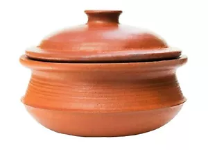Clay Pottery Earthen Handi/Biryani Pot for Cooking with Lid_Unglazed (RED, 2 Lit - Picture 1 of 5