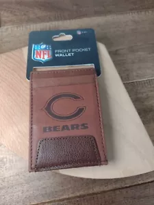 Chicago Bears Men's Leather Wallet - Brown Front Pocket Wallet - NFL Bears - Picture 1 of 13