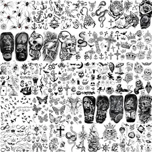 48 Sheets 3D Small Temporary Tattoos For Kids Women Neck Girls Small, Black - Picture 1 of 7