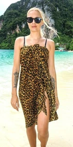 Exotic Leopard Print *SARONG / WRAP / Mu Mu* Beautiful!! - Foto 1 di 7
