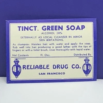 Farmacia Farmacia Etiqueta Efímera Publicidad Tinta Jabón Verde San Francisco EE. UU. Foto 1 de 2