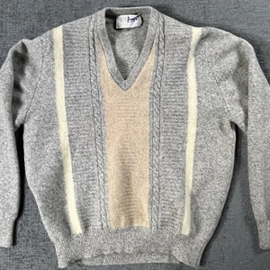 Vintage Pringle Of Scotland Mens M Brown V Neck Lambs Wool Pullover Sweater - Picture 1 of 9