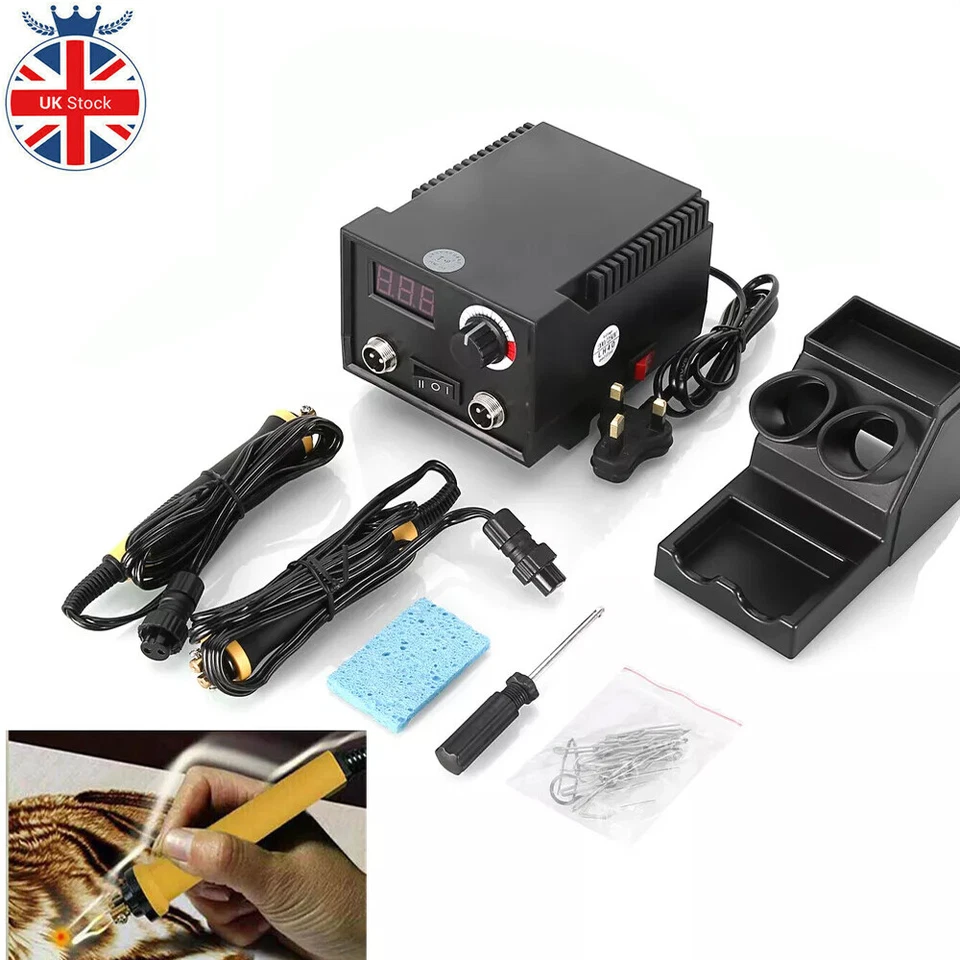 Dual 2 Pen 220V Wood Burner Pyrography Burning Machine Gourd Crafts Tool Set UK - Image 1 of 4