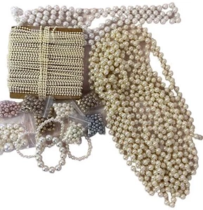 Faux Pearl Bead Lot 2 Asst Colors Sizes Strands And Other For Wedding Or Crafts - Picture 1 of 8