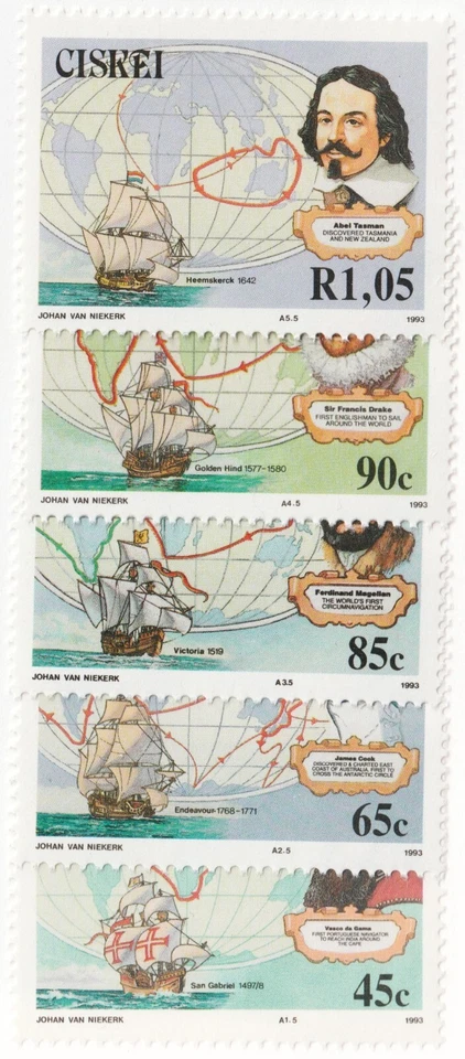 1993 South Africa Ciskei - Sc# 203-7 - Famous Explorers. MNH Cv$7.00 - Image 1 of 1
