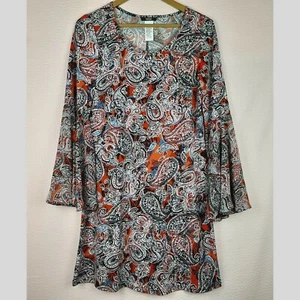 MSK Damen Kleid Paisley wunderschön transparent Glockenärmel Made in USA Größe S - Bild 1 von 9