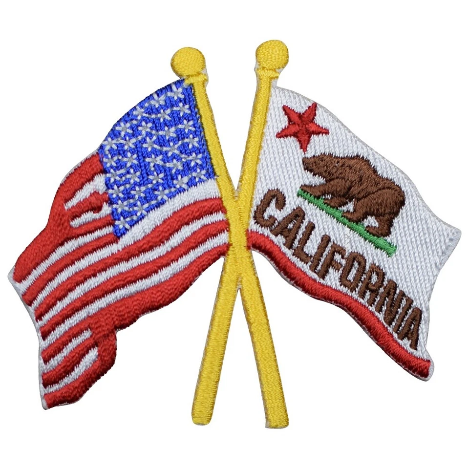 California & USA Flags Applique Patch - CA United States Embroidered Badge 3.5" - Image 1 of 1