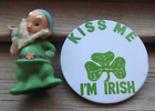 Pencil-Topper Leprechaun Green Rubber Plastic Kiss Me I'm Iris 3.5" Pin SO25