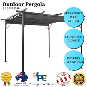 Outdoor Pergola Shade Garden Patio Tent Shelter Retractable Roof Canopy 3x3m NEW - Picture 1 of 7