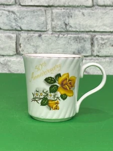 Taza de porcelana de hueso fino Crown Trent Staffordshire de colección de 8 oz taza del 50 aniversario - Imagen 1 de 11