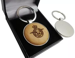 RAF Wood SILVER Keyring Personalised Engraved ROYAL AIR FORCE Keychain Wooden - Picture 1 of 1