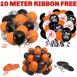 Halloween Balloons Black Orange Balloons latex helium Party BALONS SPOOKY DECOR - Picture 1 of 25